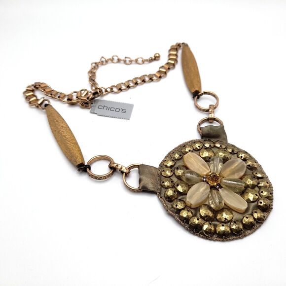 Chico's Large Pendant Necklace, Book Chain, NWT, 24" - Picture 6 of 11